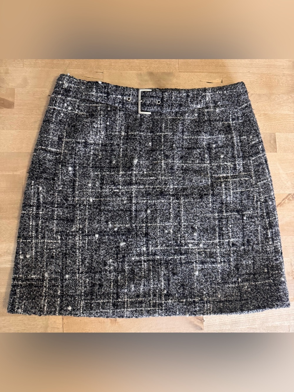 Marc Aurel Textured Tweed wool blend Mini Skirt with Belt Accent